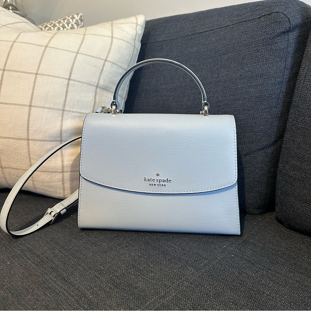 kate spade powder blue leather top-handle satchel